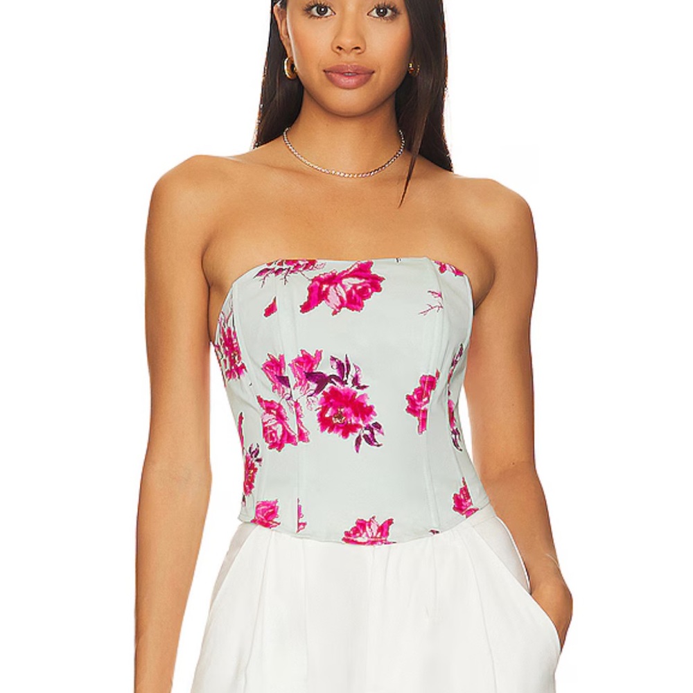 nwot favorite daughter lanai bustier corset top in baby blue summer peony